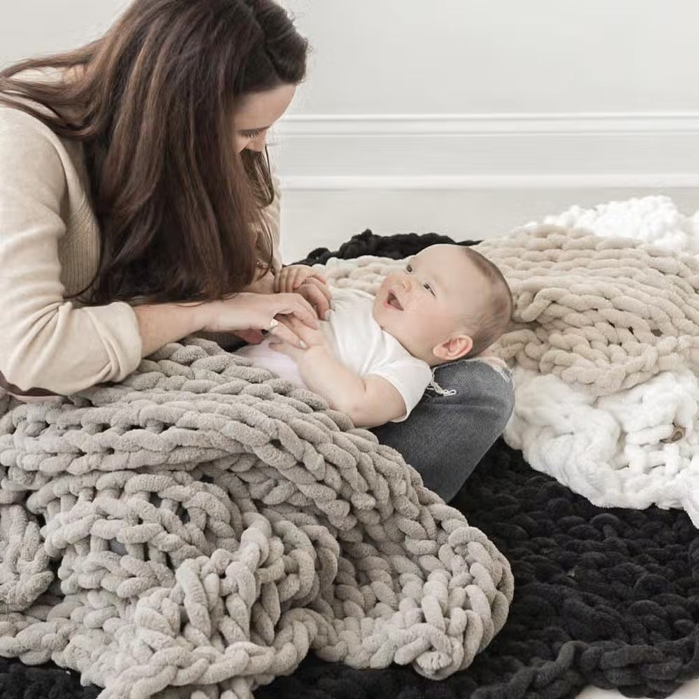 Infinte Chunky Knit Blanket