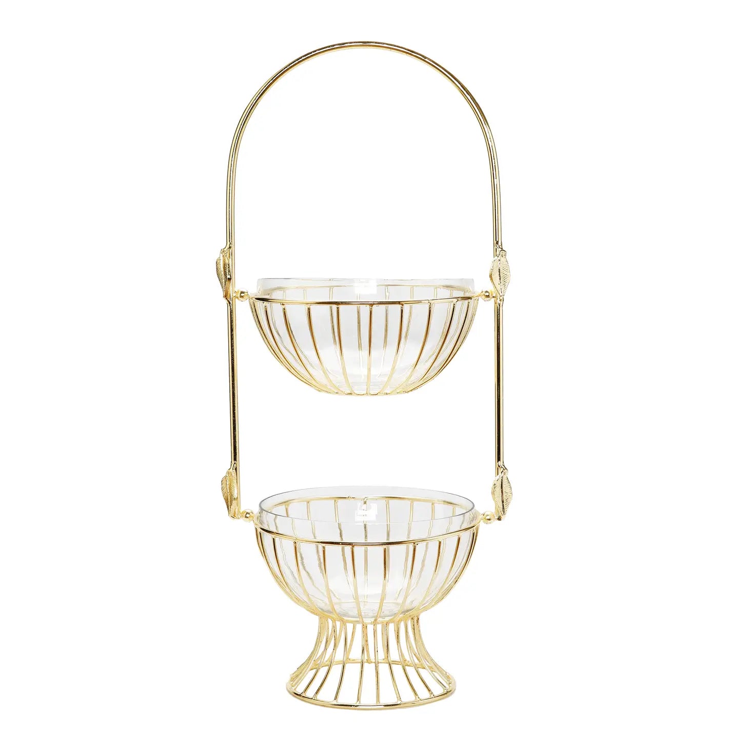 Gold 2 Tiered Glass Bowl Stand