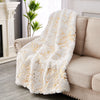 White and Gold Gilded Chinchilla Faux Throw Blanket