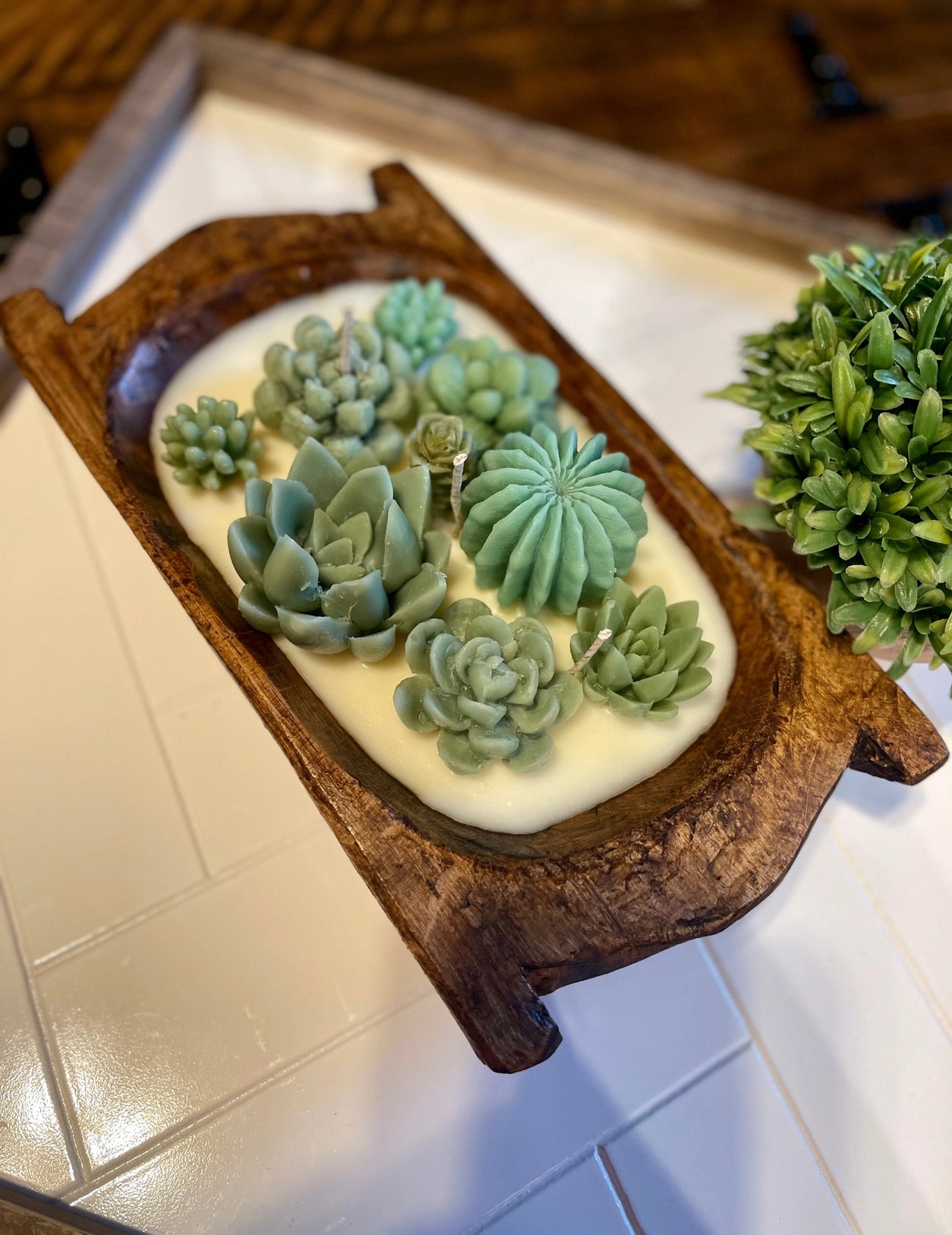 Succulent Wood Candle - Large