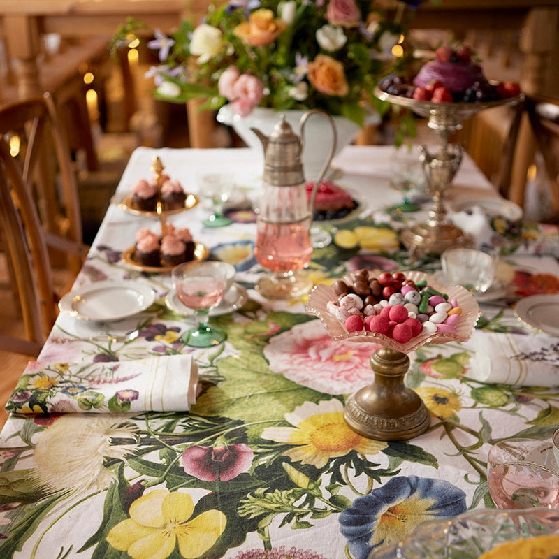 Garden Floral Linen Tablecloth