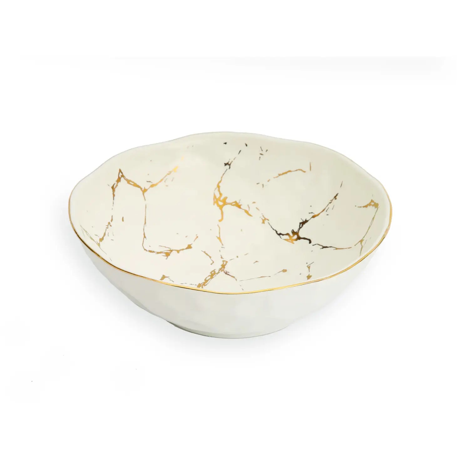 Abstract Gold Porcelain Serving Bowl