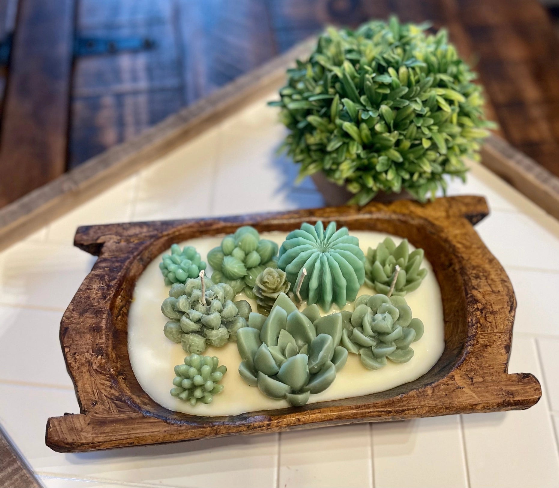 Succulent Wood Candle - Large