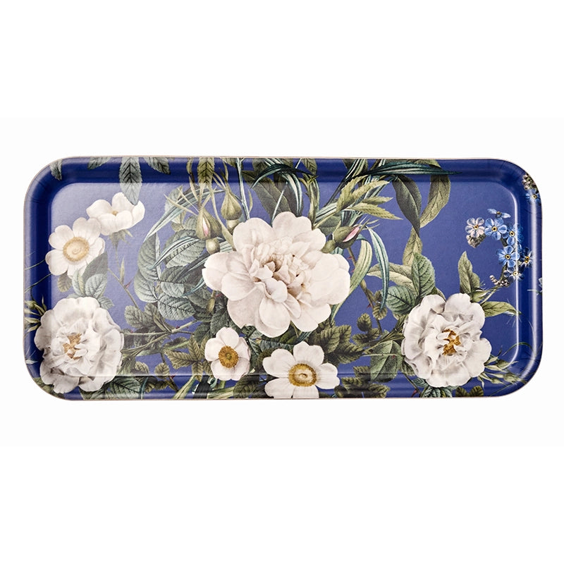 Blue Flower Garden Rectangular Tray